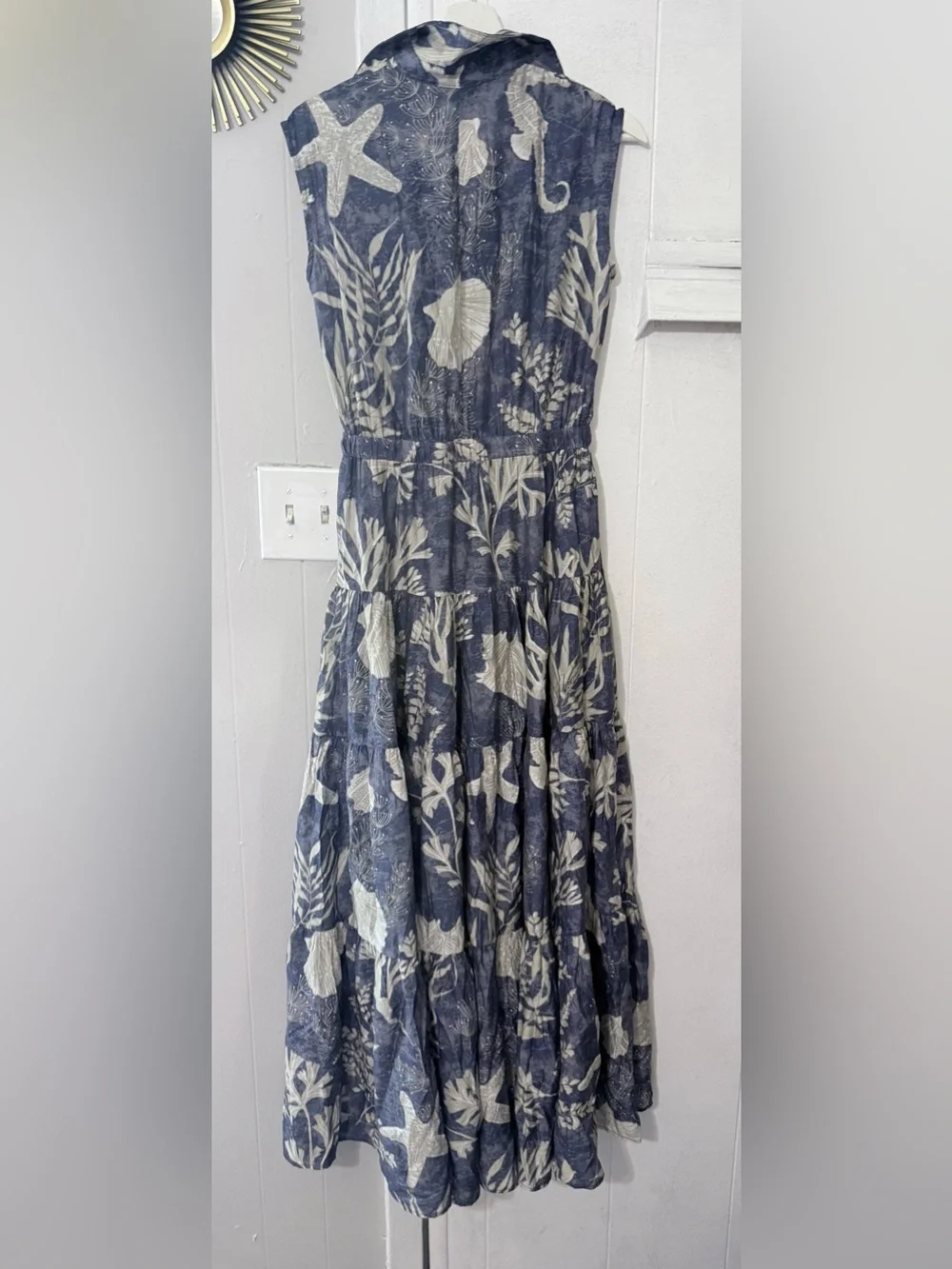Pinch Navy & Cream Botanical Sleeveless Maxi Dress